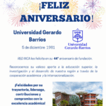 Celebramos junto a la Universidad Gerardo Barrios UGB sus 44 años de historia, aprendizaje y transformación.